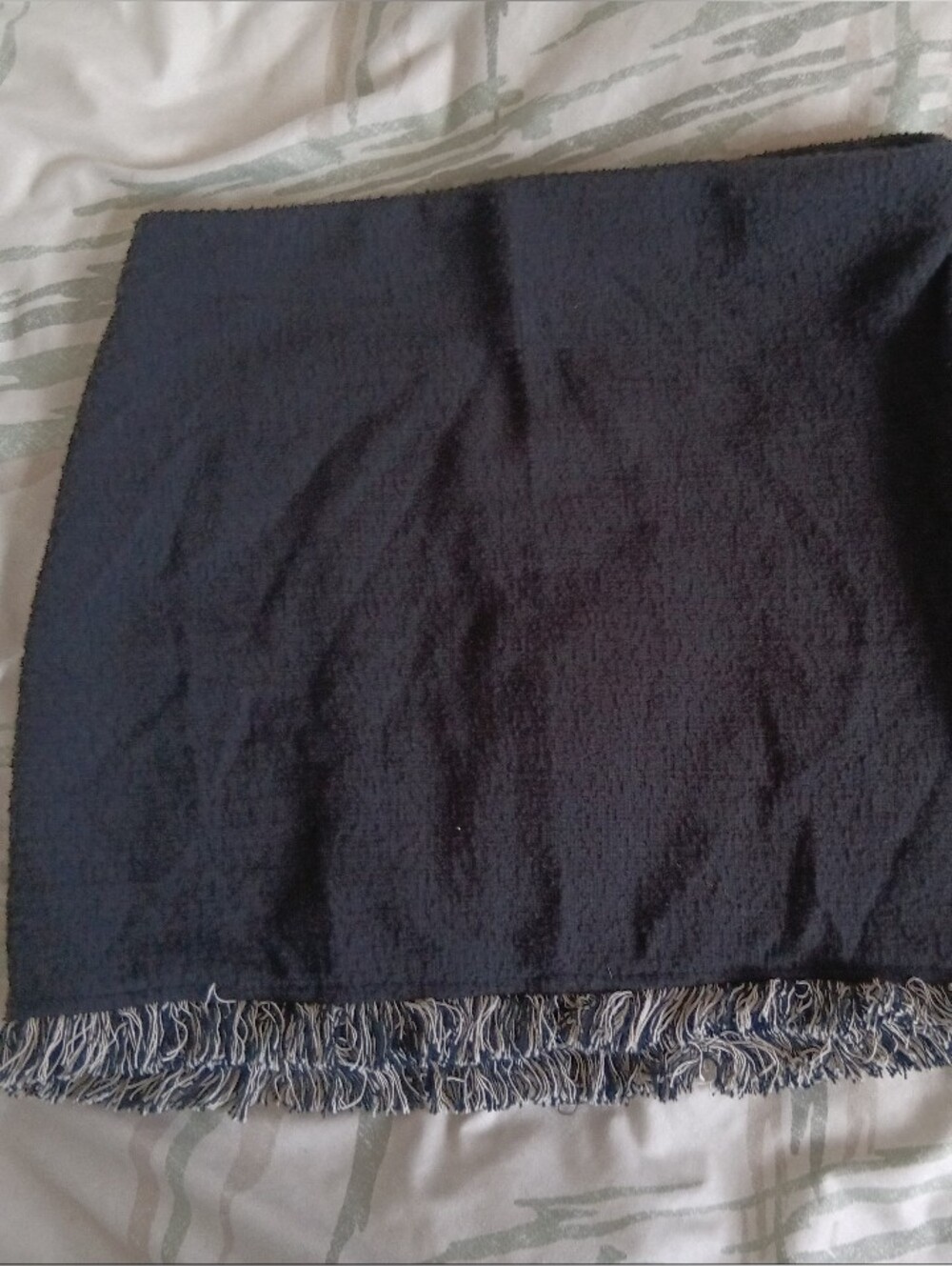 Zara Black Mini Skirt with Fringed Hem